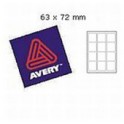 Avery Laseretiket L7164-100 / 63x72mm wit, doos à 100 vel