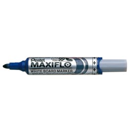 PENTEL Maxiflo MWL5M, Whiteboardmarker drukknop Blauw, doos à 12 stuks