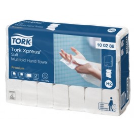 Tork 100288, Papieren Handdoekjes Mulifold Soft (H2 Xpress System), 2-laags Wit, pak à 21 x 110 stuks