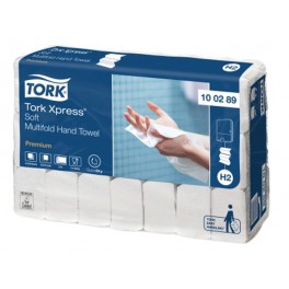 Tork 100289, Papieren Handdoekjes Multifold Soft (H2 Xpress System), 2-laags Wit, pak à 21 x 150 stuks