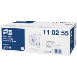 Tork 110255 Toiletpapier Mini Jumbo Roll Soft (Tork T2 systeem) 3-laags, 120 meter, doos à 12 rollen