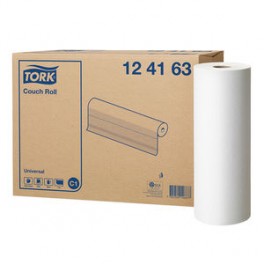 TORK 124163 Couch Roll / onderzoekstafelpapier / onderzoekbankpapier 185 meter x 49,5cm, 1-laags wit, doos à 2 rollen