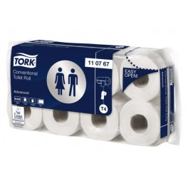Tork 110767 Toiletpapier Advanced (Tork T4 / Standaard Toiletrol Systeem) 2-laags, 250 vel wit, baal à 64 rol