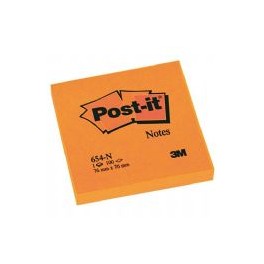 3M Memoblok Post-it 654 76x76mm neon-oranje, 6 Bloks à 100 vel