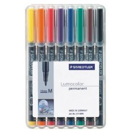 Staedtler 317-WP8 Viltstift/Marker Permanent Lumocolor, OHP/CD/DVD Medium 1mm, étui à 8 stuks assorti