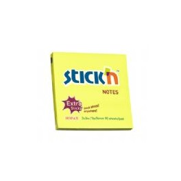 STICK'N Memoblok Post-it 76x76mm Extra Sticky Neon-Geel, 12 Bloks à 90 vel