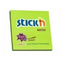 STICK'N Memoblok Post-it 76x76mm Extra Sticky Neon-Groen, 12 Bloks à 90 vel