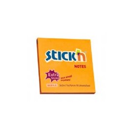 STICK'N Memoblok Post-it 76x76mm Extra Sticky Neon-Oranje, 12 Bloks à 90 vel