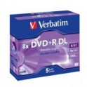 Verbatim DVD+R Double Layer, 8,5GB/240minutes, Speed 8x, Scratch Resistant Surface, Jewelcase, doosje à 5 stuks